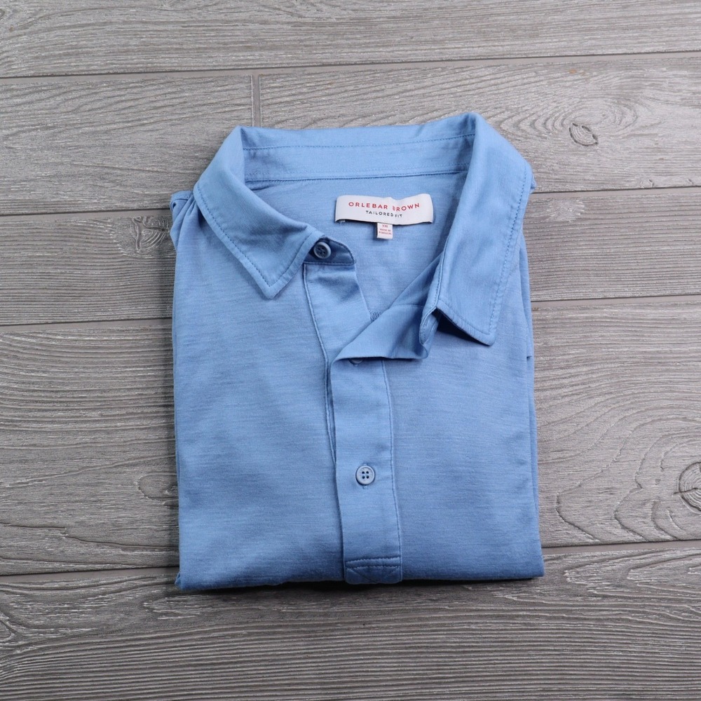 Orlebar Brown Sebastian Merino Wool Polo Men's XXL Light Blue LS